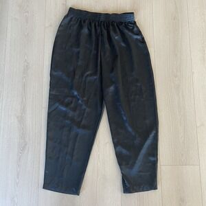 vintage Silver Threads Black Satin Pants 3X elastic waistband Loungewear Pajamas